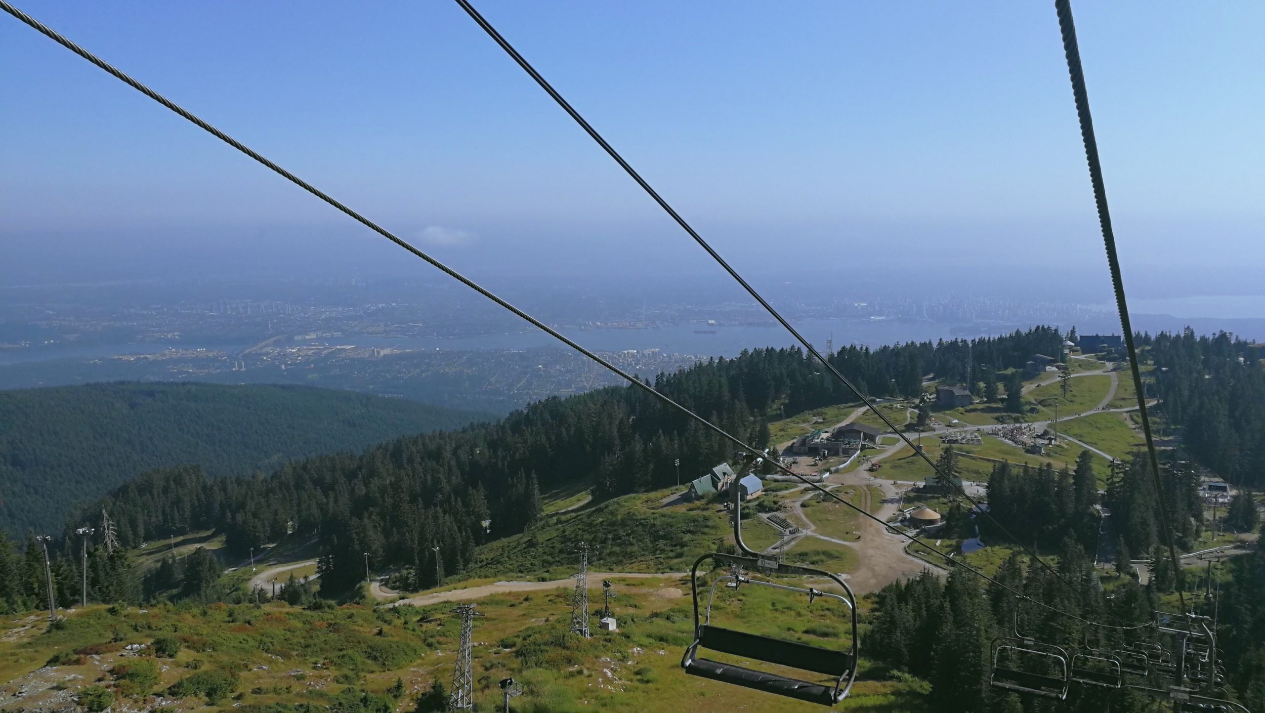 View from the lift to the top of Grouse Mountain