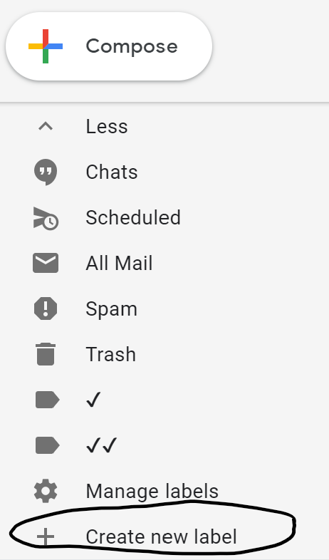 "create new label" screenshot in Gmail